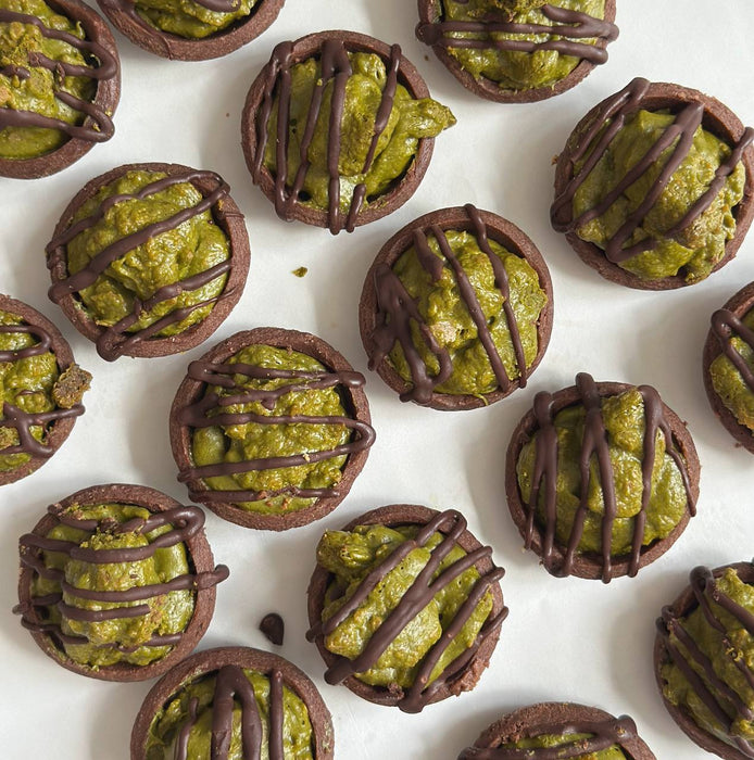 pistachio chocolate tartlets