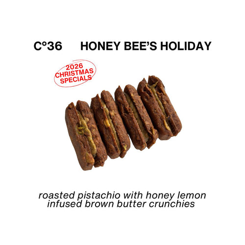 C°36 Honey Bee's Holiday | roasted pistachio filling with honey lemon infused brown butter crunchy sandwich